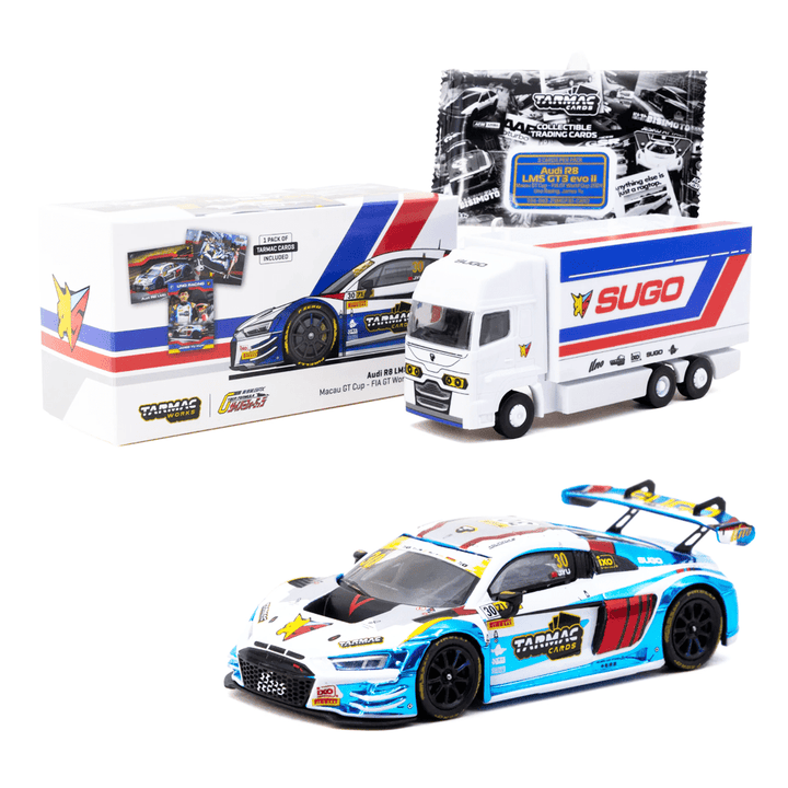 Tarmac Works - Audi R8 LMS GT3 evo II "Uno Racing" with Container Truck Packaging - Hobby64 Series - Top CollectiblesDiecastTarmac Works
