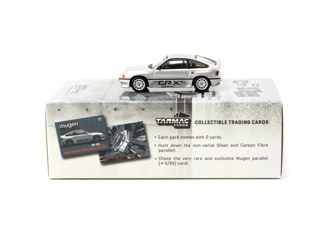 Tarmac Works - HONDA Ballade Sports MUGEN CR-X PRO Silver Model Car + Trading Cards Combo Set - Global64 Series - Top CollectiblesDiecastTarmac Works
