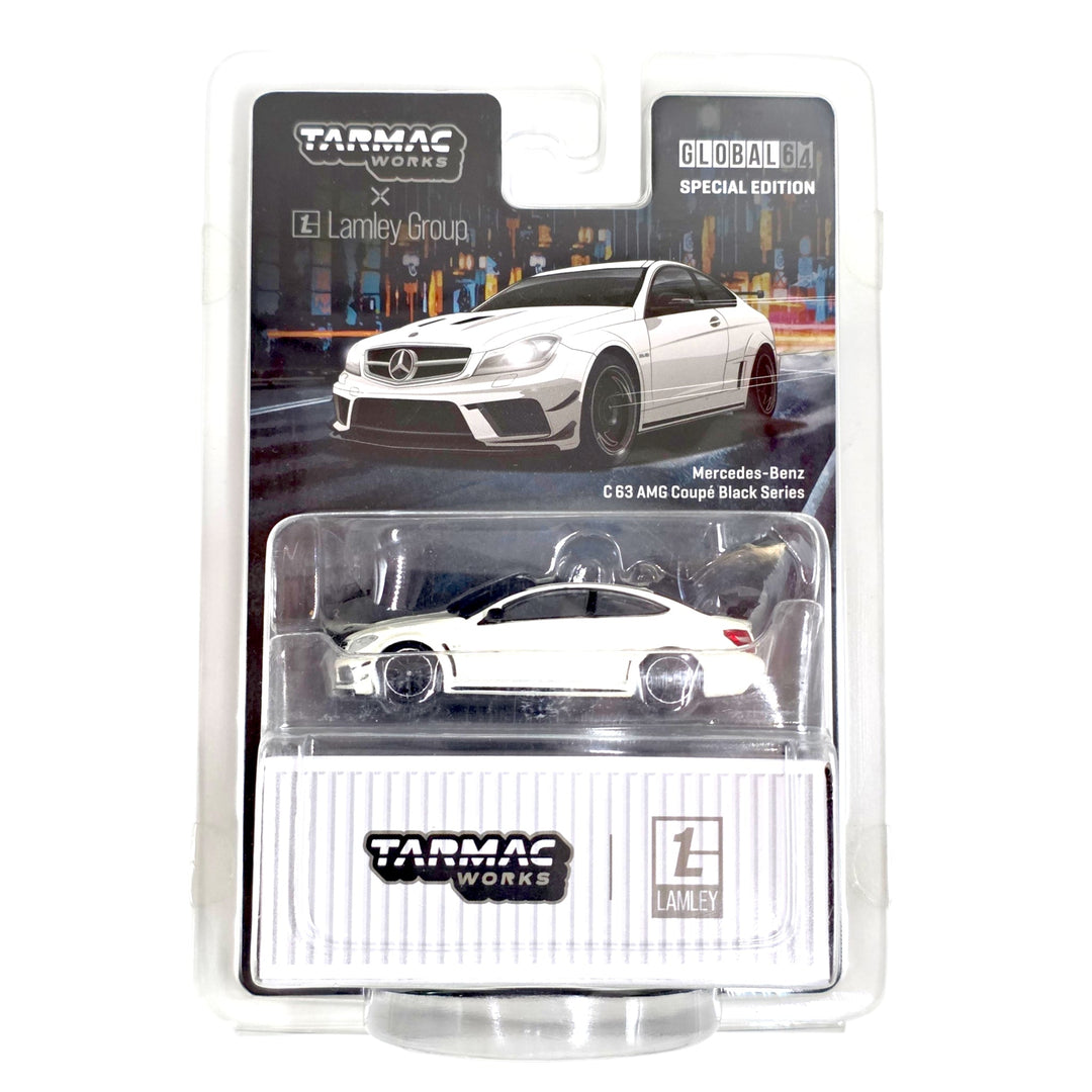 Tarmac Works - Mercedes-Benz C 63 AMG Coupé Black Series White - 2021 Global64 Series *Lamley Special Edition* - Top CollectiblesDiecastTarmac Works