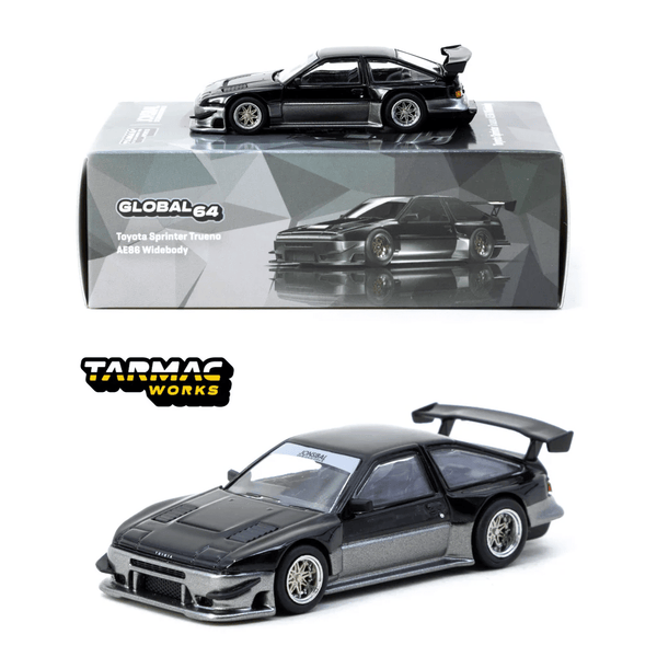 Tarmac Works - Toyota Sprinter Trueno AE86 Widebody by Jon Sibal - Black / Grey - Top CollectiblesDiecastTarmac Works