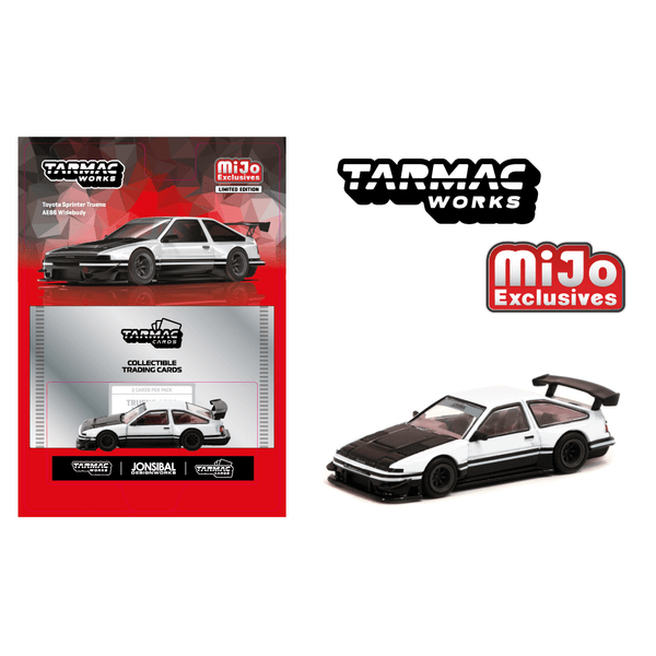 Tarmac Works - Toyota Sprinter Trueno AE86 Widebody by Jon Sibal with Trading Card – White *Pre - Order* - Top CollectiblesDiecastTarmac Works