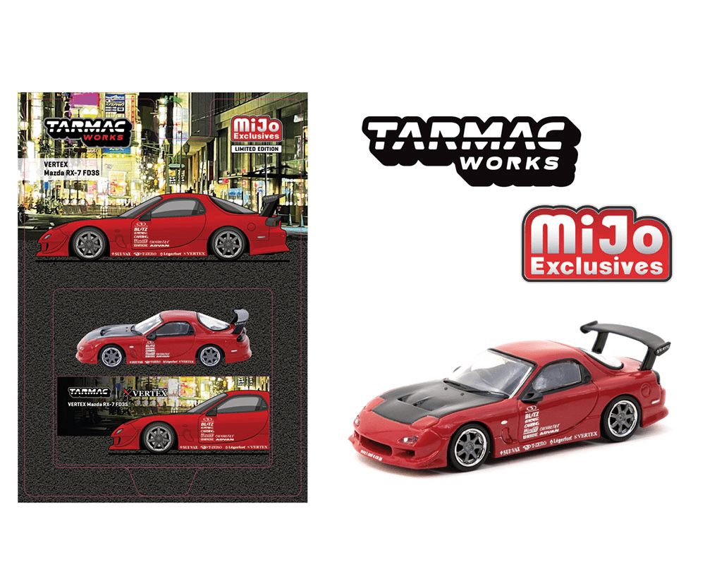 Tarmac Works - VERTEX Mazda RX - 7 FD3S – Red - Top CollectiblesDiecastTarmac Works
