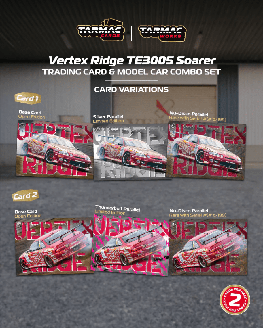 Tarmac Works - Vertex Ridge TE3005 Soarer Model Car + Trading Cards Combo Set - Global64 Series - Top CollectiblesDiecastTarmac Works