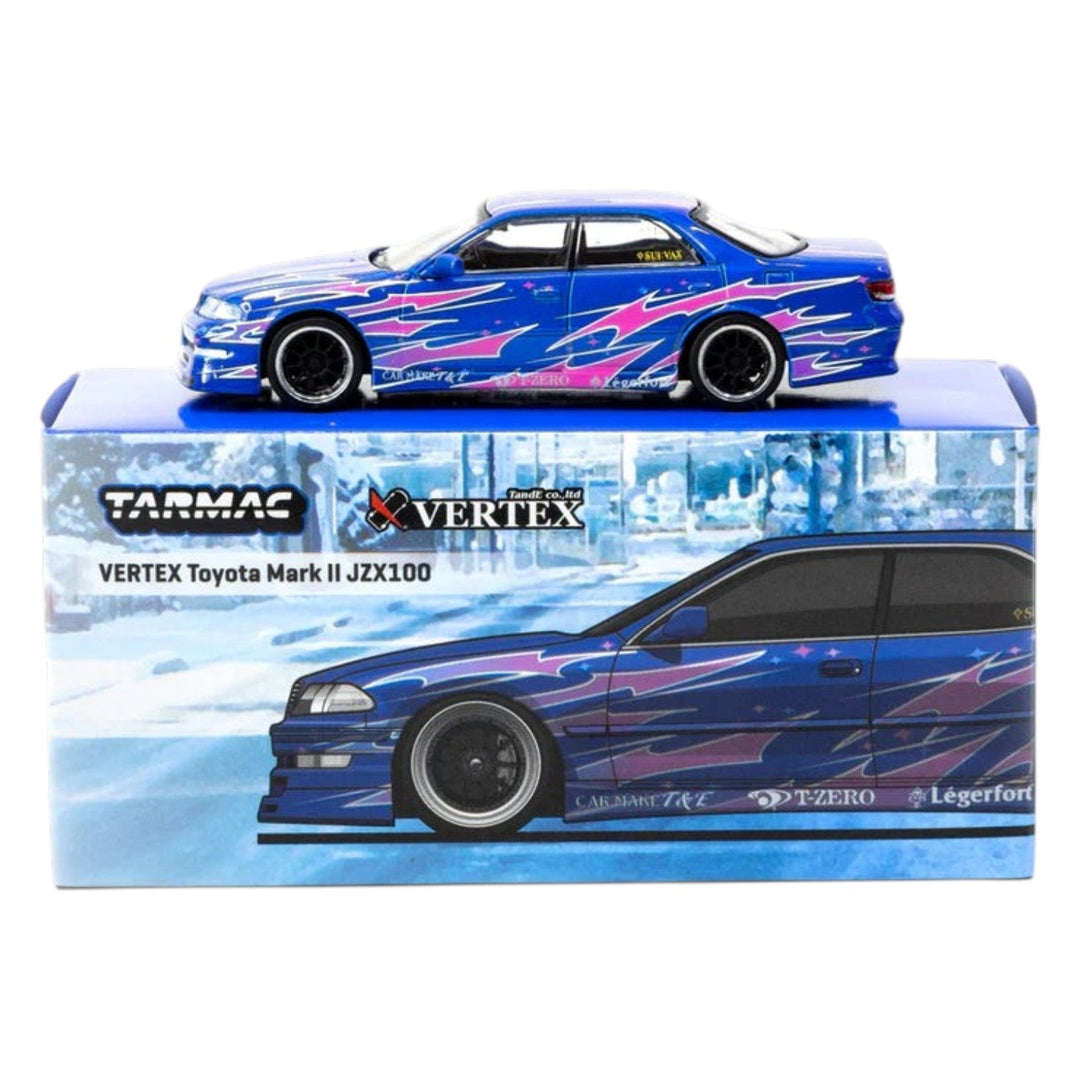 Tarmac Works - VERTEX Toyota Mark II JZX100 – BlueMetallic - Global64 Series - Top CollectiblesDiecastTarmac Works