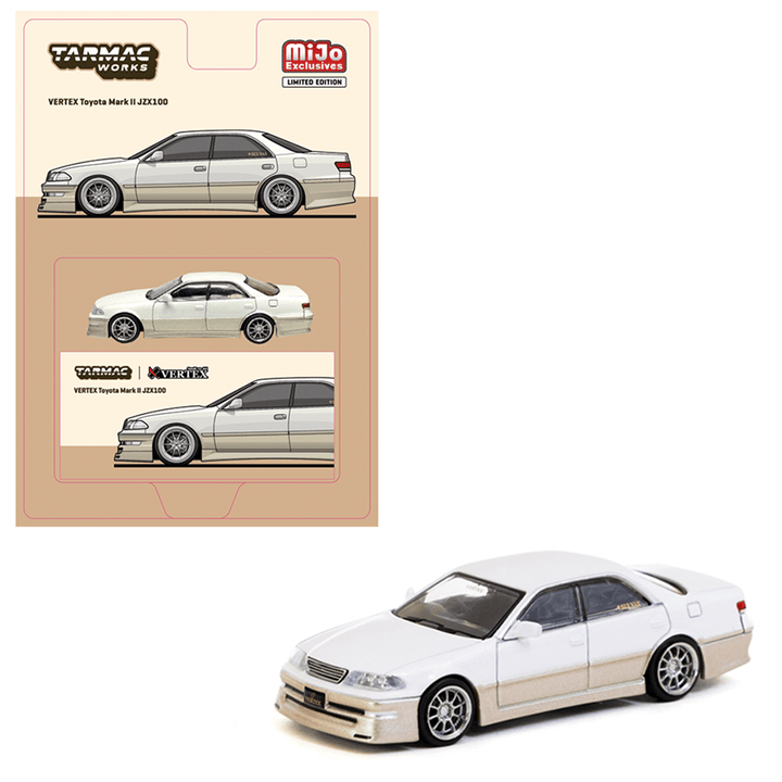 Tarmac Works - VERTEX Toyota Mark II JZX100 – White Metallic – Lamley Special - Top CollectiblesDiecastTarmac Works