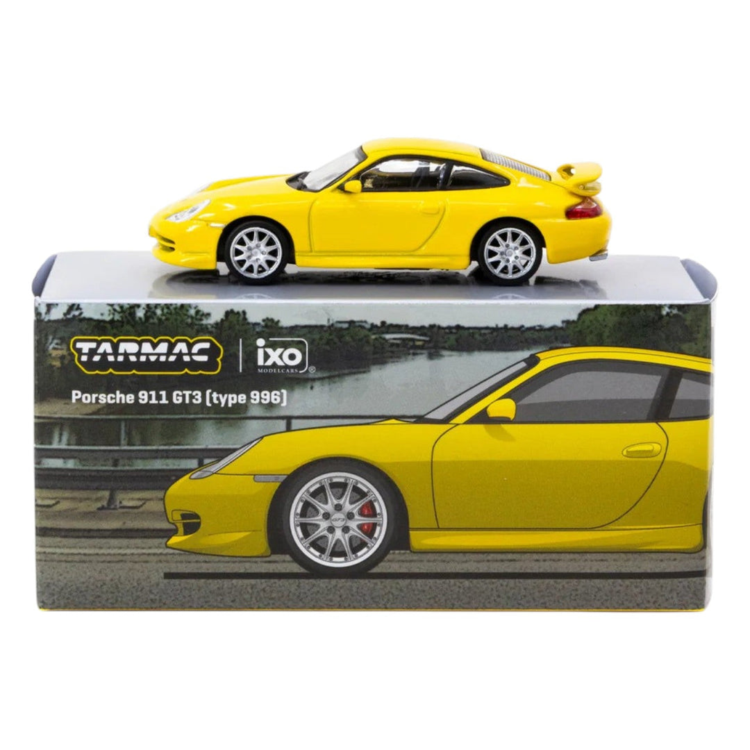 Tarmac Works x IXO Models - Porsche 911 GT3 (Type 996) Yellow - Global64 Series - Top CollectiblesDiecastTarmac Works
