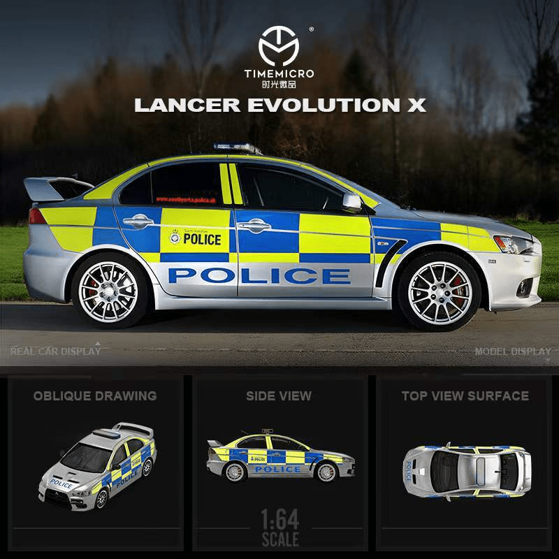 Time Micro - Mitsubishi Lancer Evolution X British Police Car - Top CollectiblesDiecastTime Micro