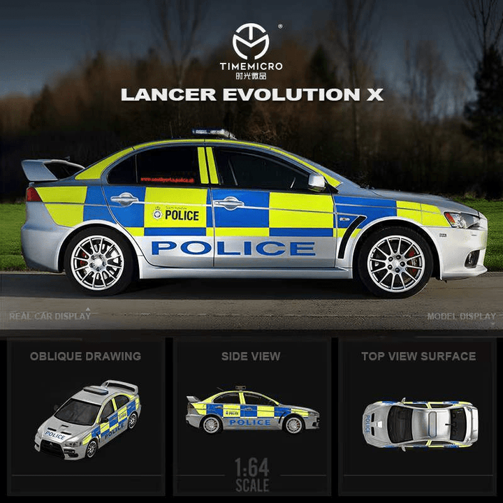 Time Micro - Mitsubishi Lancer Evolution X British Police Car - Top CollectiblesDiecastTime Micro