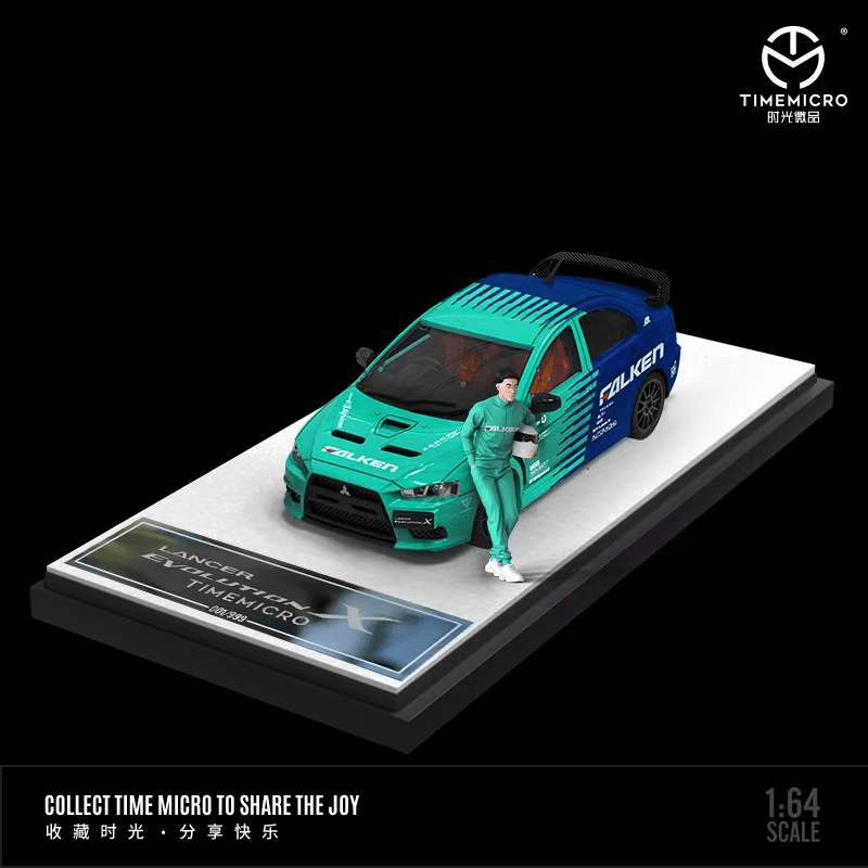 Time Micro - Mitsubishi Lancer Evolution X "Falken" w/ Figure - Top CollectiblesDiecastTime Micro