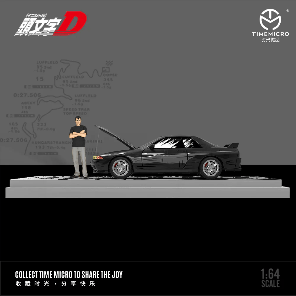 Time Micro - Nissan Skyline GT - R (R32) "Initial D" Manga w/ Figure - Top CollectiblesDiecastTime Micro
