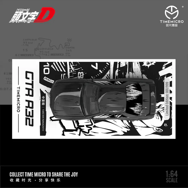 Time Micro - Nissan Skyline GT - R (R32) "Initial D" Manga w/ Figure - Top CollectiblesDiecastTime Micro