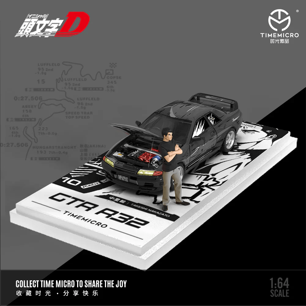 Time Micro - Nissan Skyline GT - R (R32) "Initial D" Manga w/ Figure - Top CollectiblesDiecastTime Micro