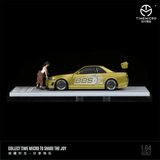 Time Micro - Nissan Skyline GT - R (R34) Z - Tune "BBS" - Gold w/ Figure - Top CollectiblesDiecastTime Micro