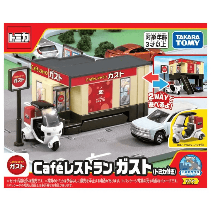 Tomica - Tomica Town Cafe Restaurant Gusto (w/ Tomica Diecast Car Toy) - Tomica World Series - Top CollectiblesDiecastTakara Tomy