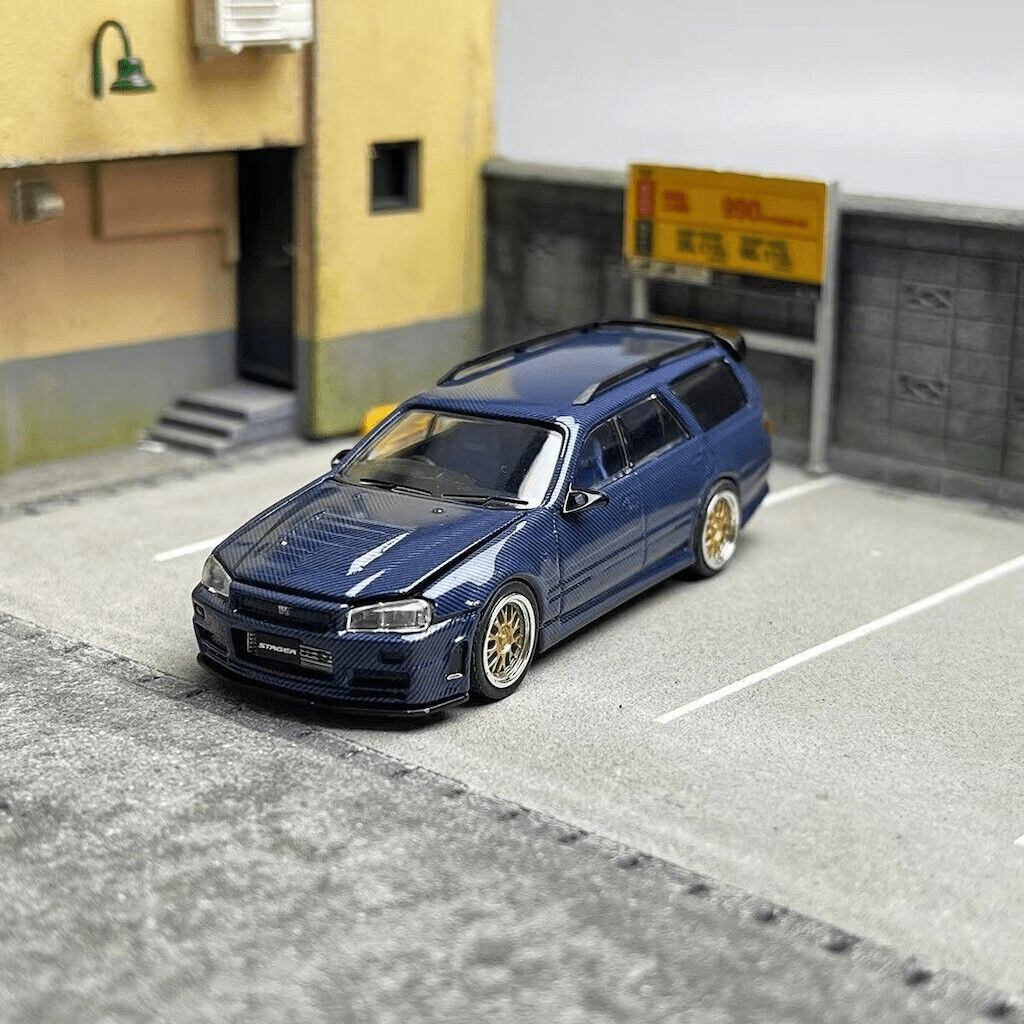 Zoom - Nissan Stagea (R34) Wagon - Carbon Blue - Top CollectiblesDiecastZoom